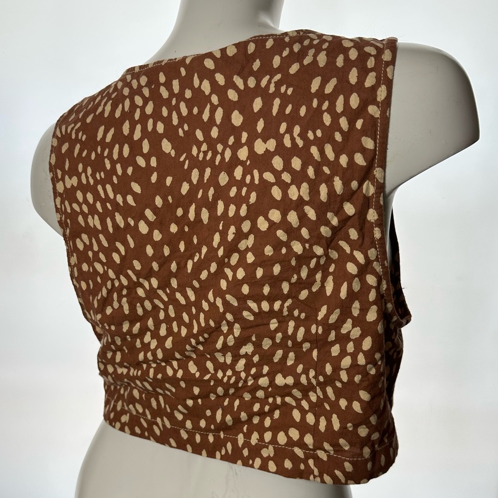 Brown and Cream Deer Print Vest - Picture 3 of 3